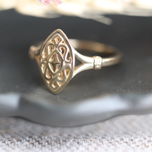 14K solid gold ring - Wings of Antiquity - Picture 14 of 17